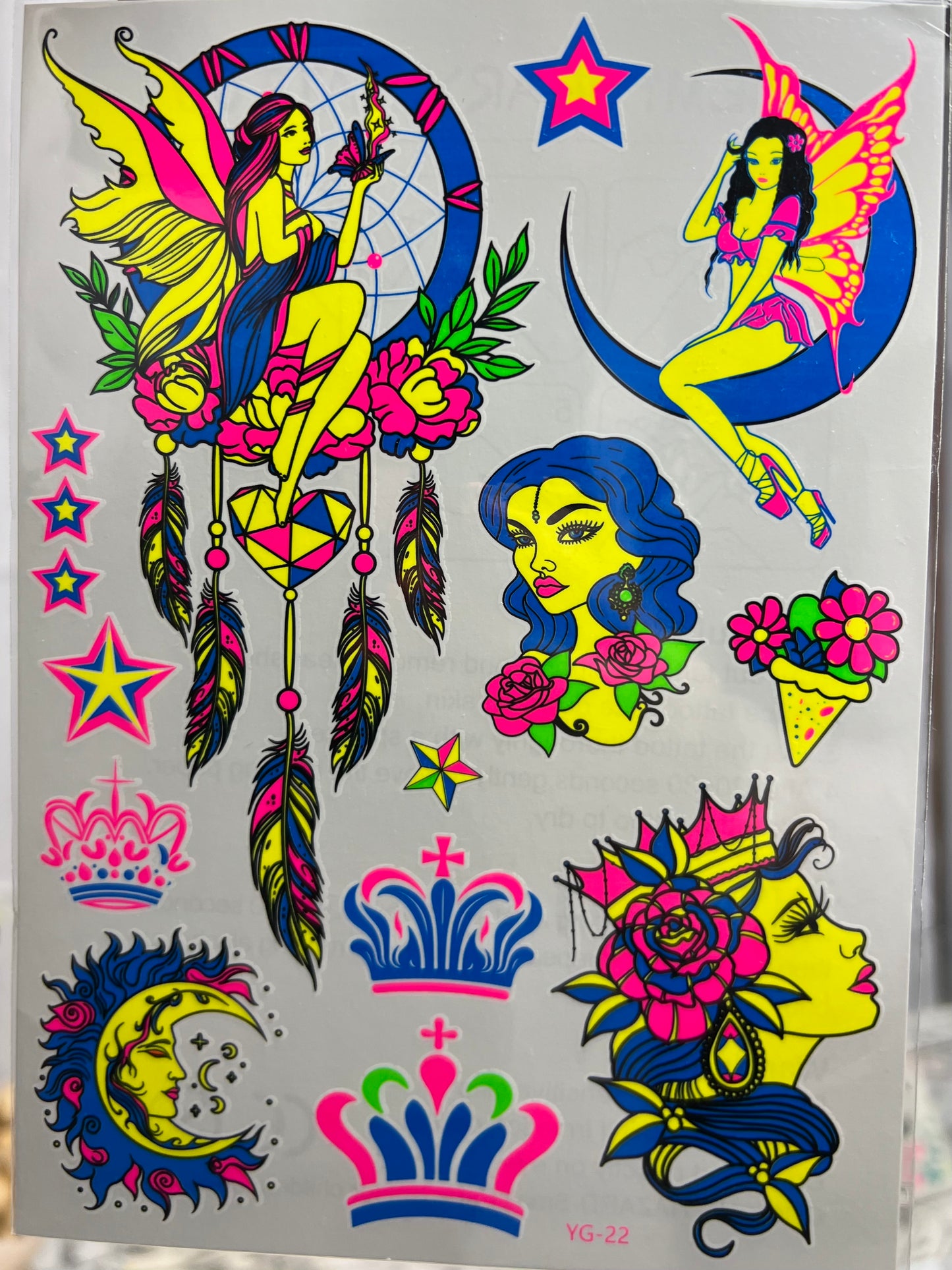 Fairy Dreams UV Light Reflective Temporary Tattoo Sticker