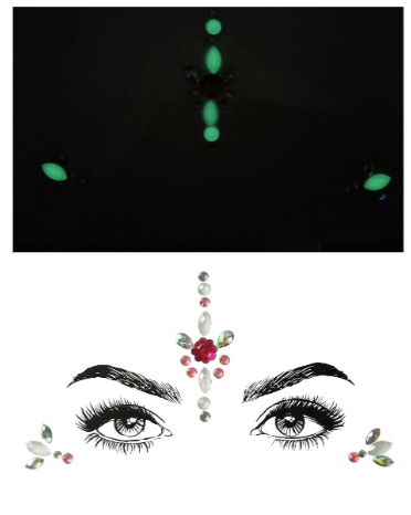 Glow in the Dark Duchess 3D Rhinestone Face Jewels Sticker