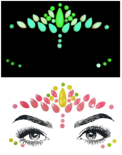 Glow in the Dark Princess Heilala 3D Rhinestone Face Jewels Sticker