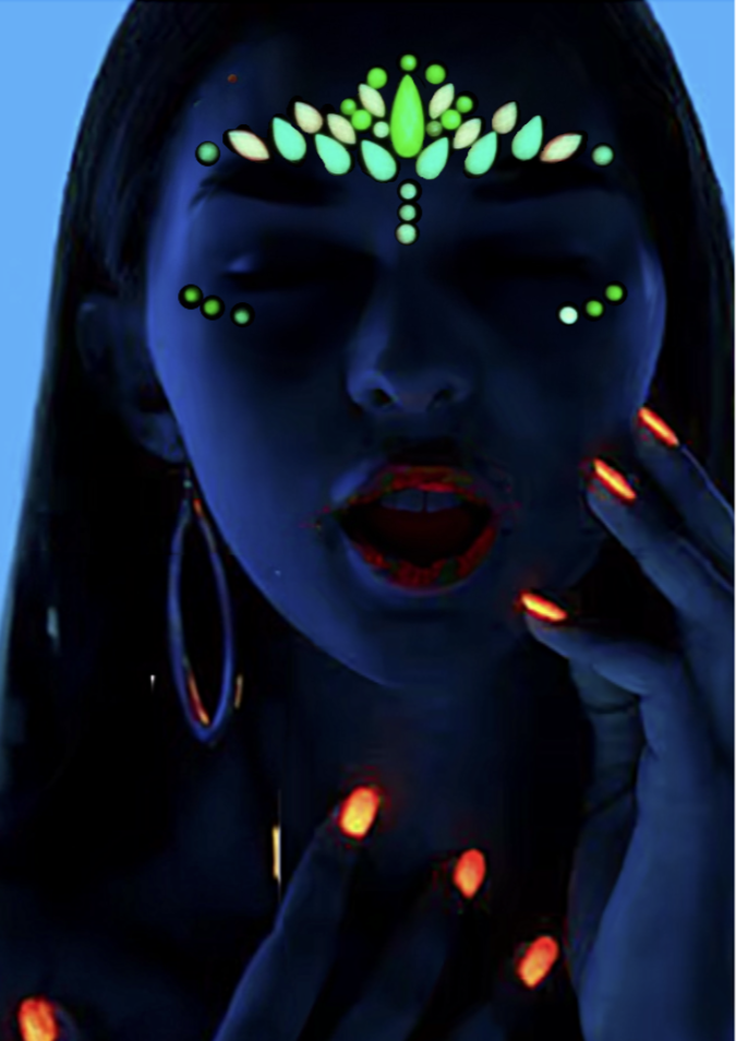 Glow in the Dark Duchess 3D Rhinestone Face Jewels Sticker