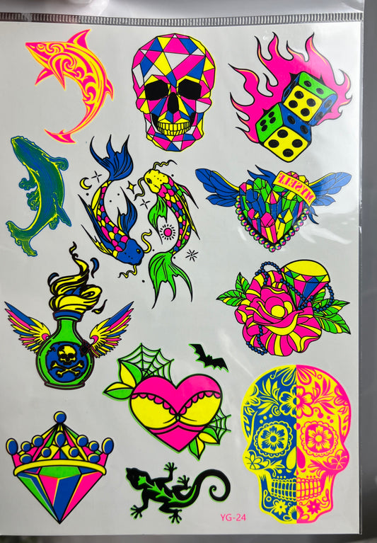 Love Poison UV Light Reflective Temporary Tattoo Sticker