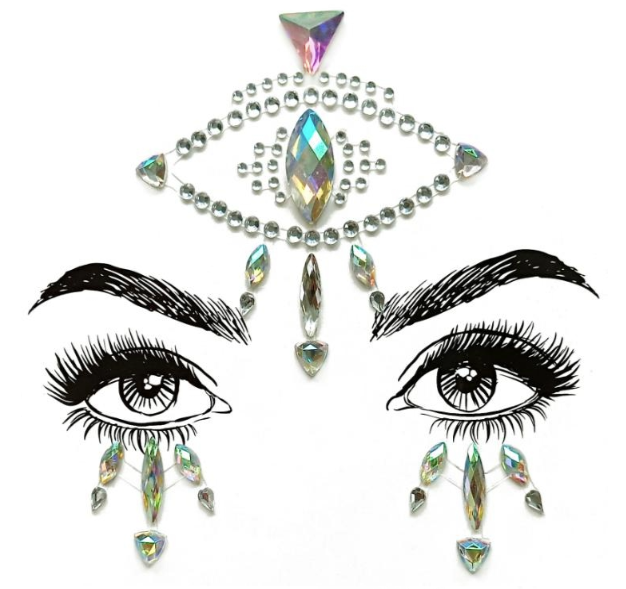 Third Eye Pearl 3D Face Rhinestone Jewels Sticker